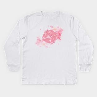 Floral Pink Kiss Kids Long Sleeve T-Shirt